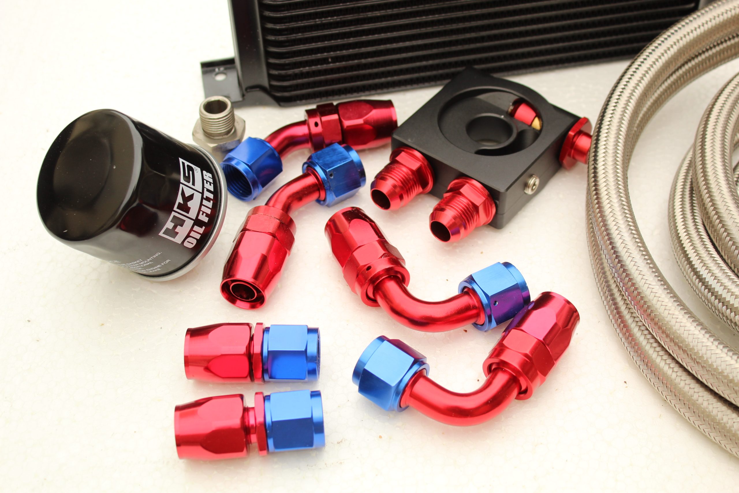 19 Row Thermostatic Oil Cooler Kit + HKS Filter for Mazda MX5 Mk1/2, 1.6 or 1.8
