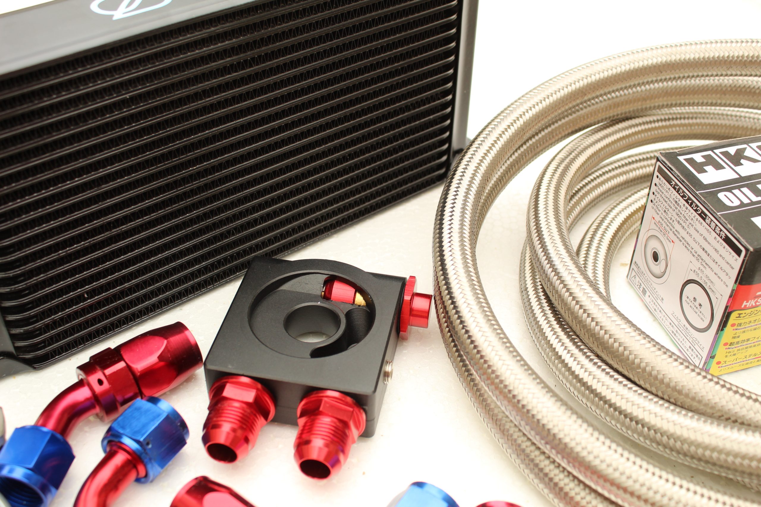 19 Row Thermostatic Oil Cooler Kit + HKS Filter for Mazda MX5 Mk1/2, 1.6 or 1.8